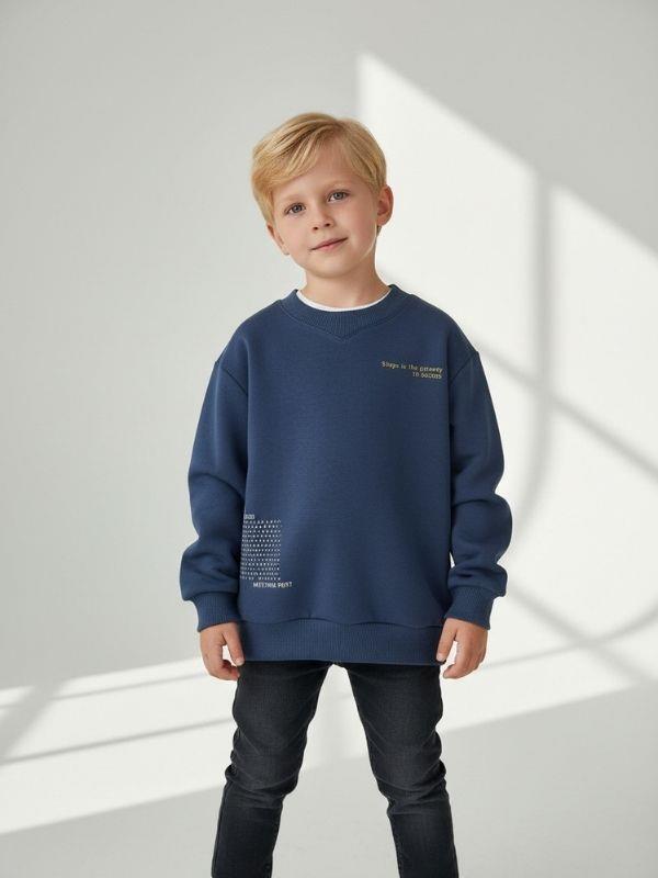 Erkek Çocuk Pamuklu V Yaka Baskılı Sweatshirt