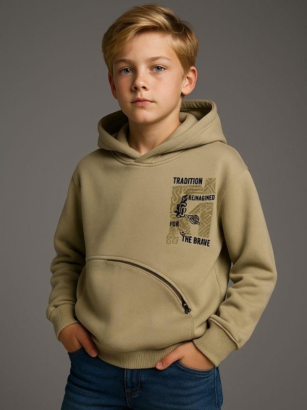 Erkek Çocuk Tasarım Kapüşonlu Sweatshirt