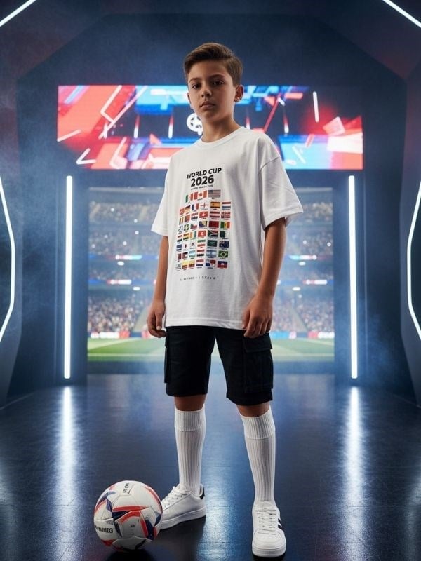 Erkek Çocuk World Cup 2026 Baskılı T-shirt