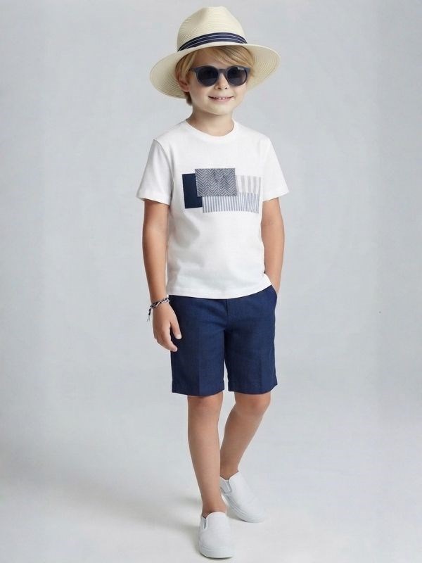 Erkek Çocuk Yama Detaylı Tasarım T-shirt