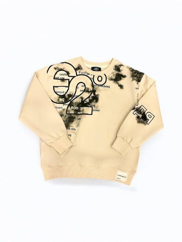 Erkek Çocuk Yazı Detaylı Batik Desenli Sweatshirt