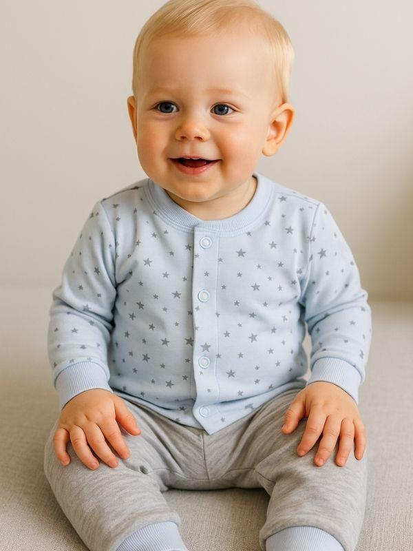 Erkek Çocuk Yıldız Desenli Pamuklu Yumuşak Dokulu Pijama Takımı