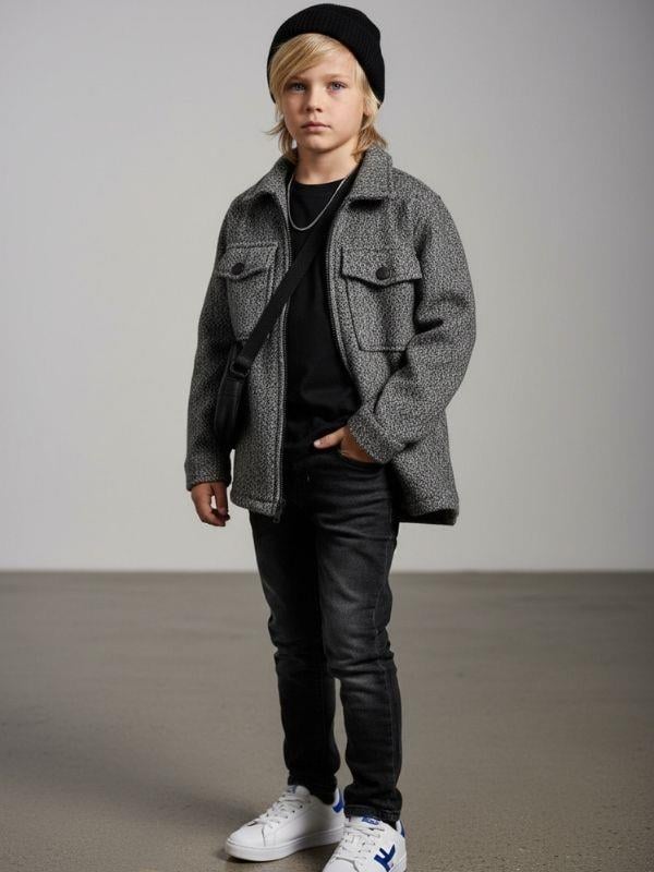 Erkek Çocuk Yumuşak Dokulu Fermuarlı İnce Mevsimlik Ceket