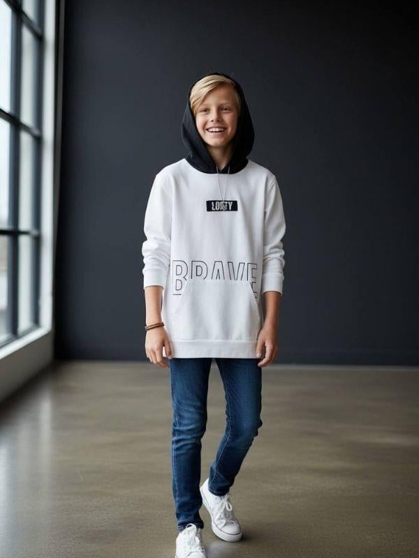 Erkek Kapüşonlu Lofty Yazılı Sweatshirt