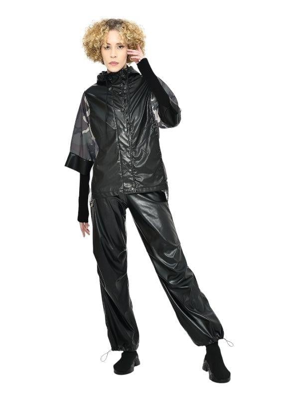 Kadın Deri Paçaları Ayarlanabilen Geniş Paçalı Pantolon