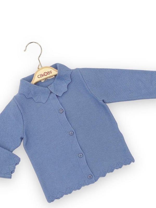 Kız Bebek Bebe Yaka Düğmeli Hırka