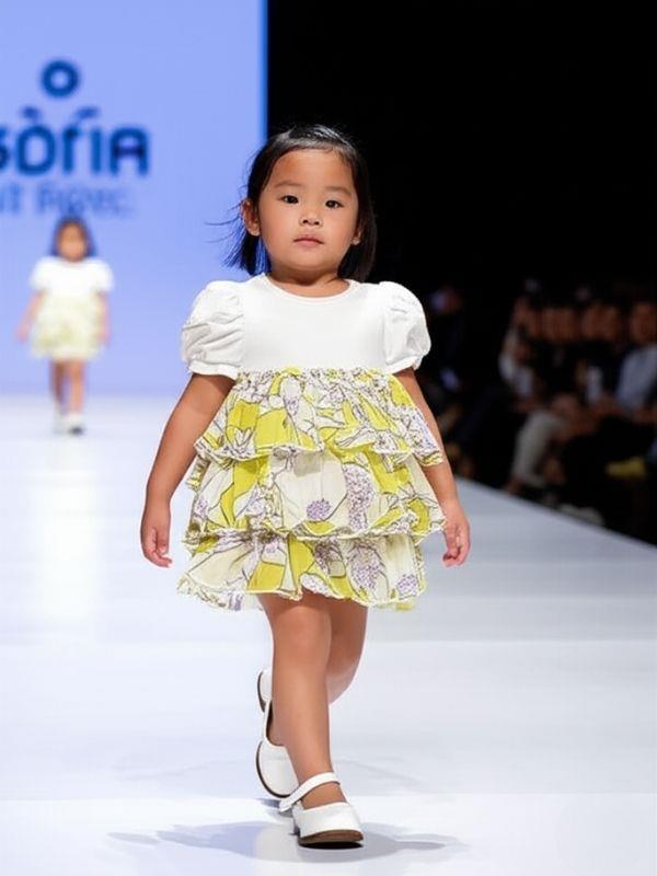 Kız Bebek Çiçek Desenli Kat Kat Tül Etekli Pamuklu Elbise