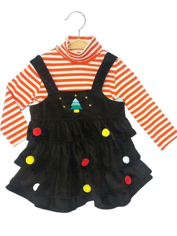 Kız Bebek Çizgili Bluz Jile Takım