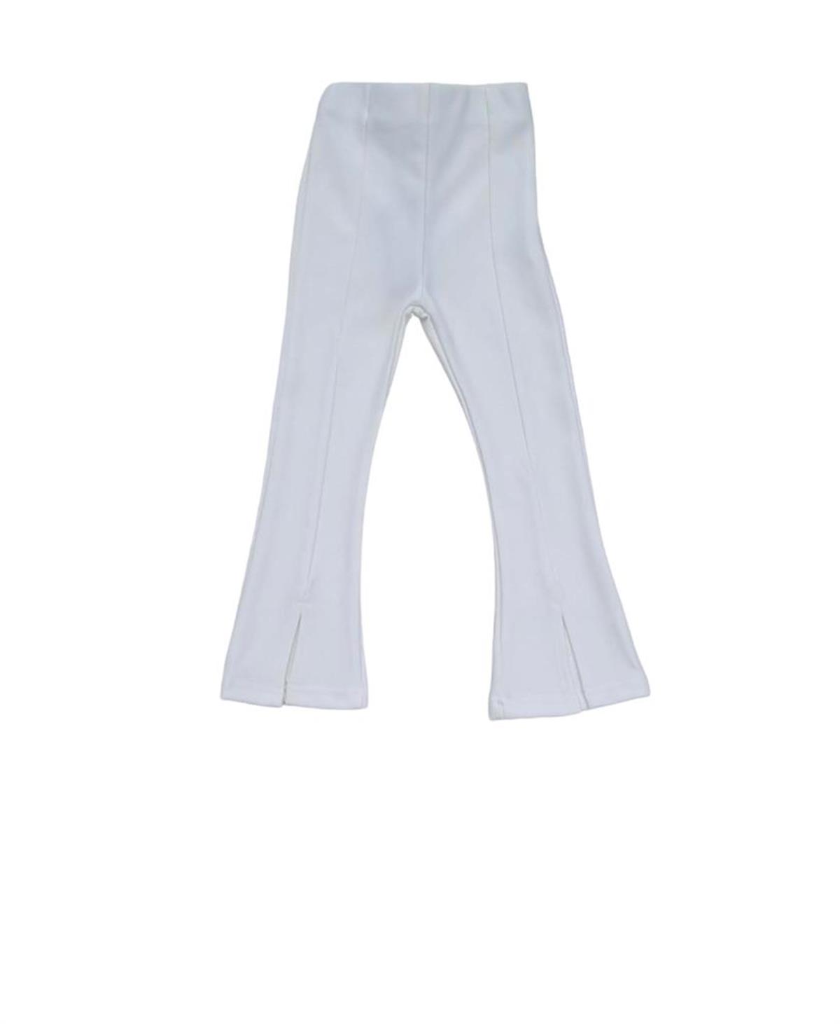 Kız Bebek Çocuk Yırtmaçlı Bel Lastikli İspanyol Paça Tayt Pantolon