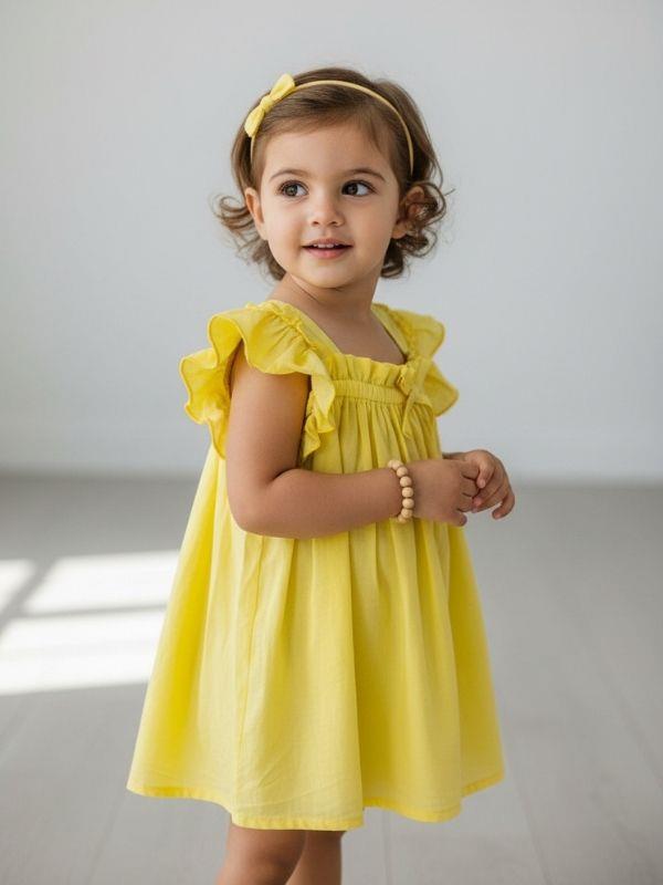 Kız Bebek Fırfırlı Lastikli Elbise