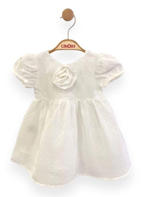 Kız Bebek Gül Detaylı Şık Elbise