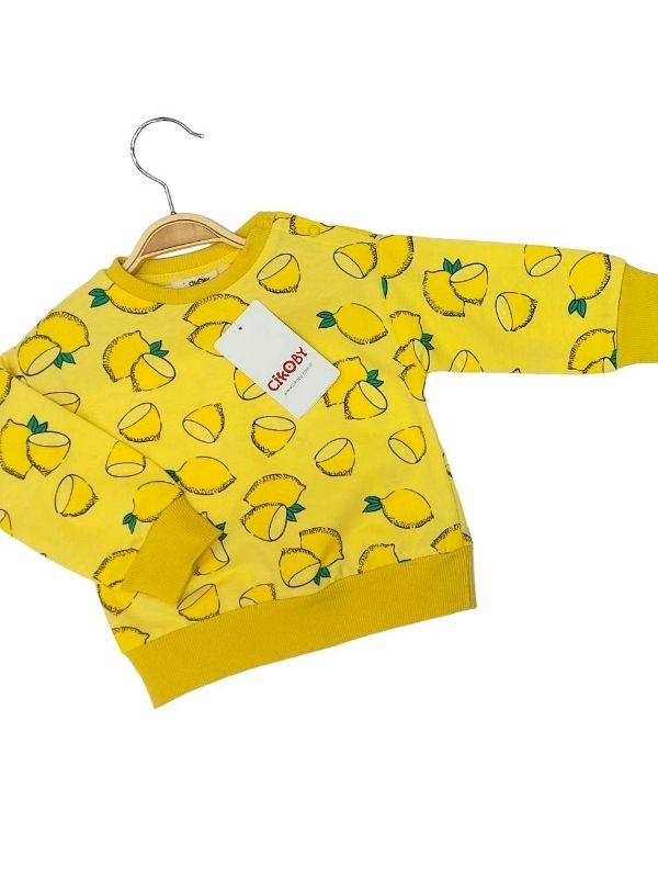 Kız Bebek Limon Desenli Pamuklu Sweatshirt