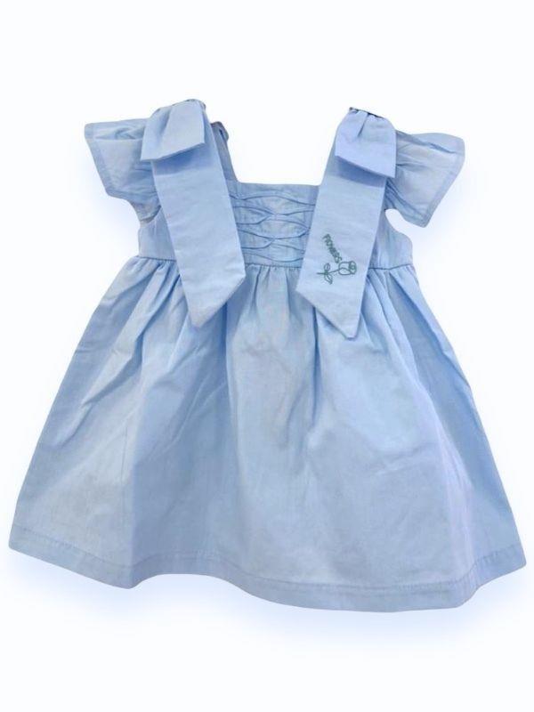 Kız Bebek Omuzları Fiyonklu Dokuma Elbise