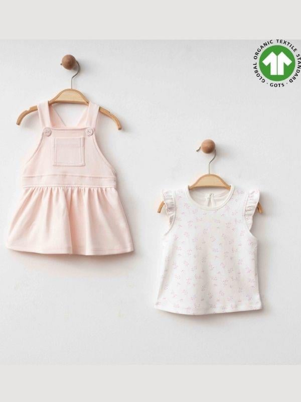 Kız Bebek Organik Pamuklu T-shirt İkili Elbise Takım
