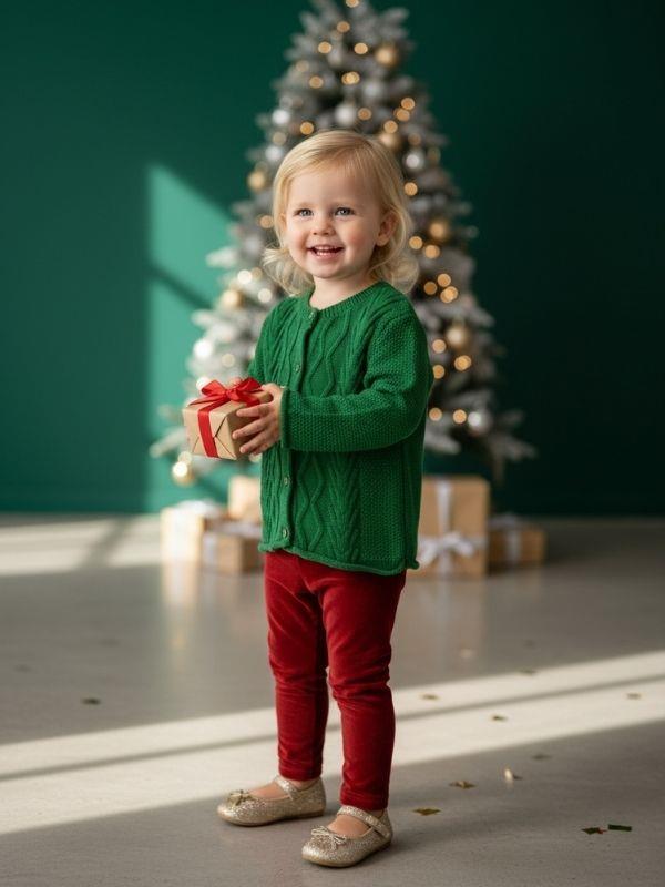 Kız Bebek Örgü Düğmeli Hırka