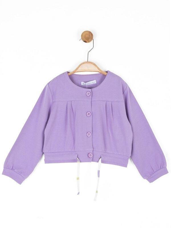 Kız Bebek Pamuklu Belden Büzgülü Düğmeli Hırka