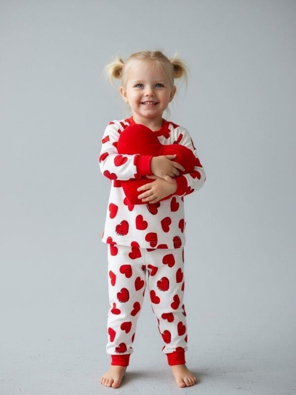 Kız Bebek Pamuklu Kalp Desenli Pijama Takımı