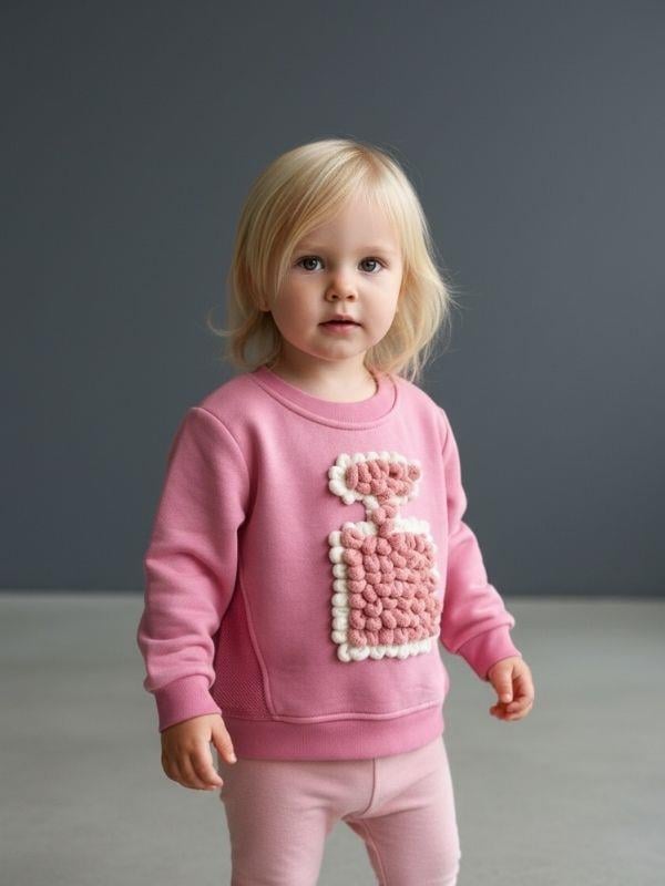 Kız Bebek Parfüm Şişesi Örgü Detaylı Sweatshirt