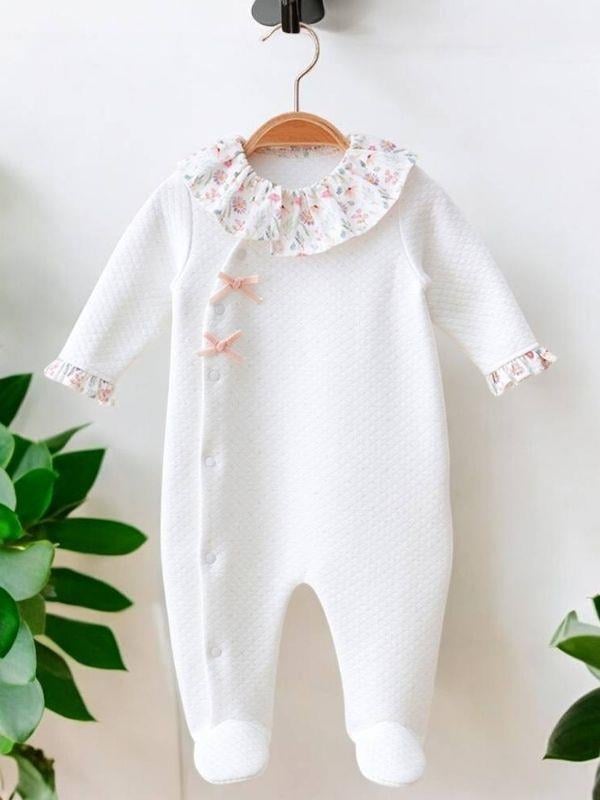 Kız Bebek Yakalı Patikli Çiçekli Tulum