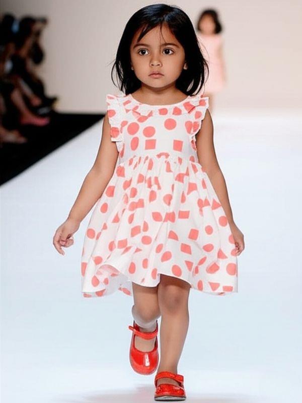 Kız Bebek Yazlık Geometrik Desenli Elbise