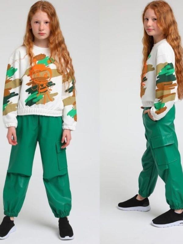 Kız Çocuk Arı Maya Baskılı Kamuflaj Sweatshirt