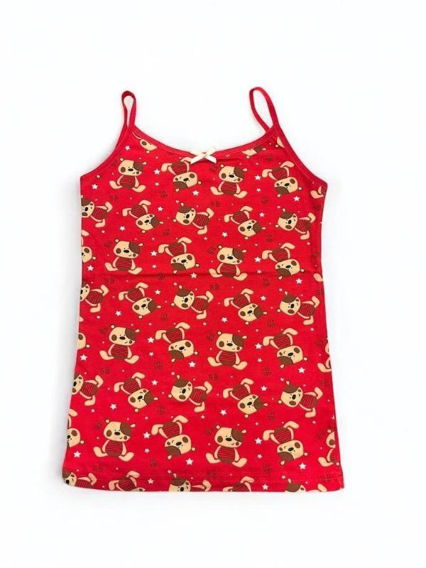 Kız Çocuk Askılı Desenli Atlet