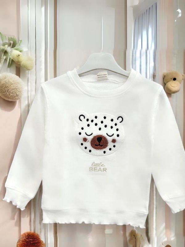 Kız Çocuk Ayıcık İşlemeli Sweatshirt