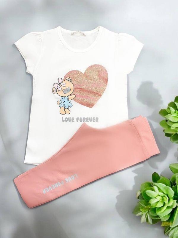 Kız Çocuk Ayıcıklı Taytlı Takım