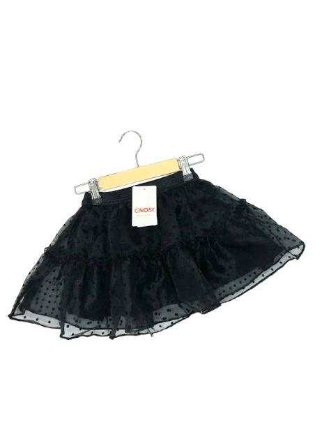 Kız Çocuk Bel Lastikli Puantiyeli Bel Lastikli Fırfırlı Tütü Siyah Etek
