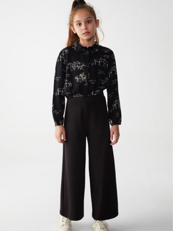 Kız Çocuk Beli Büzgülü At Desenli Gömlek