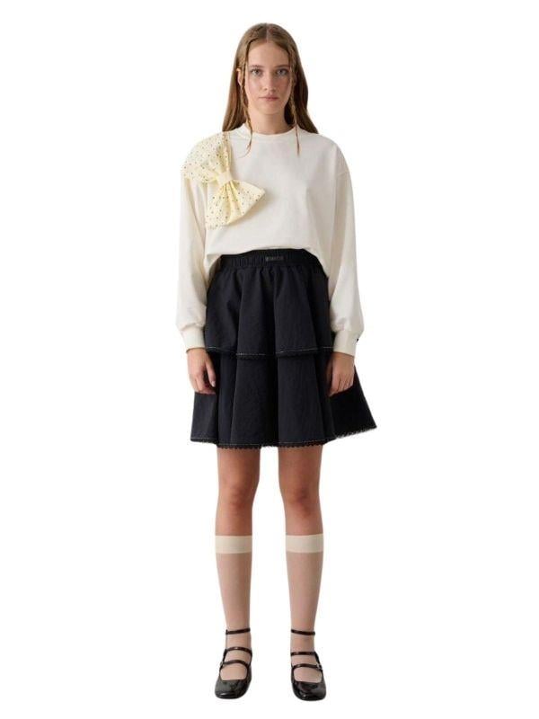 Kız Çocuk Beli Lastikli Taşlı Etek