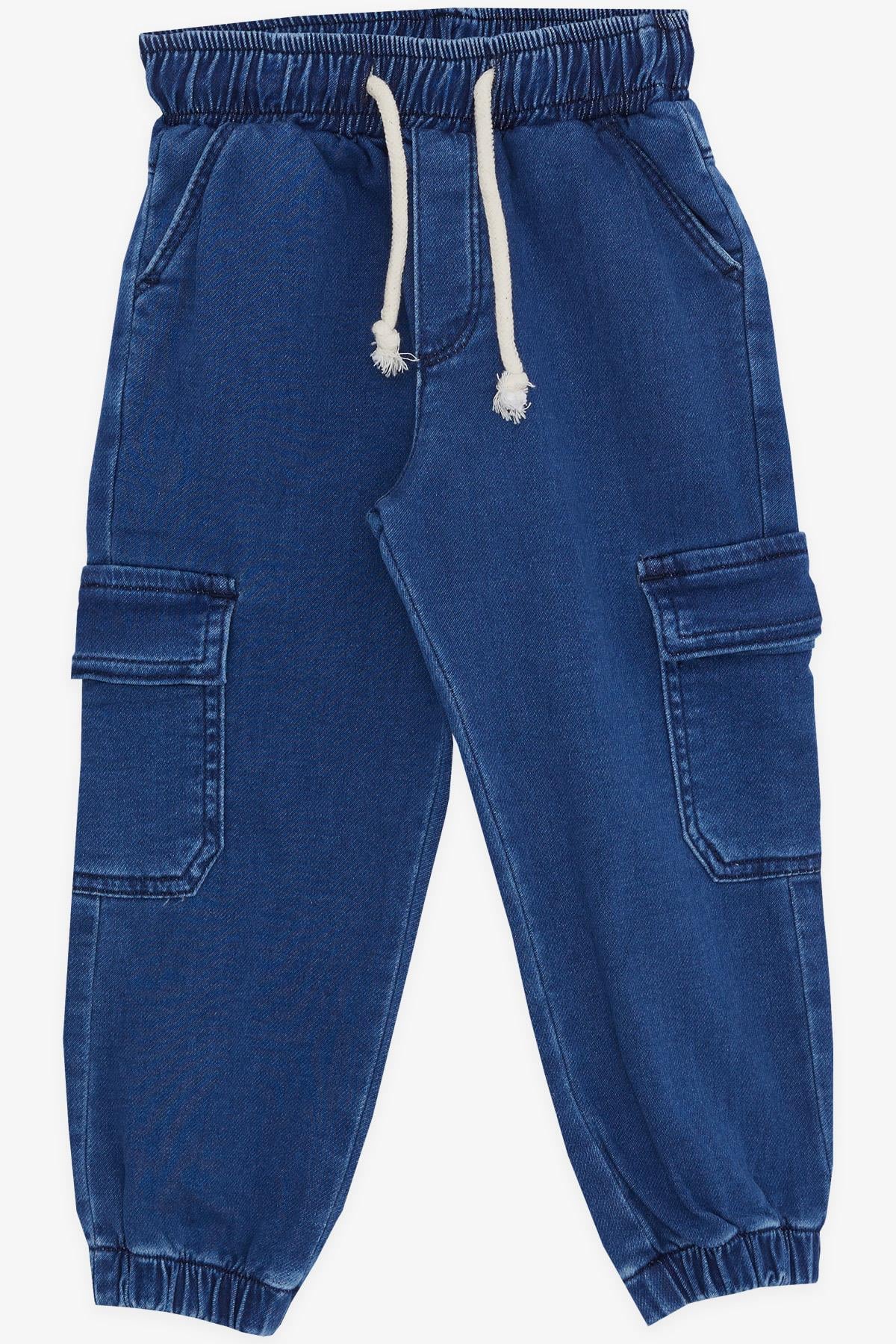 Kız Çocuk Beli  Paça Lastikli Yumuşak Esnek Dokulu Kot Pantolon