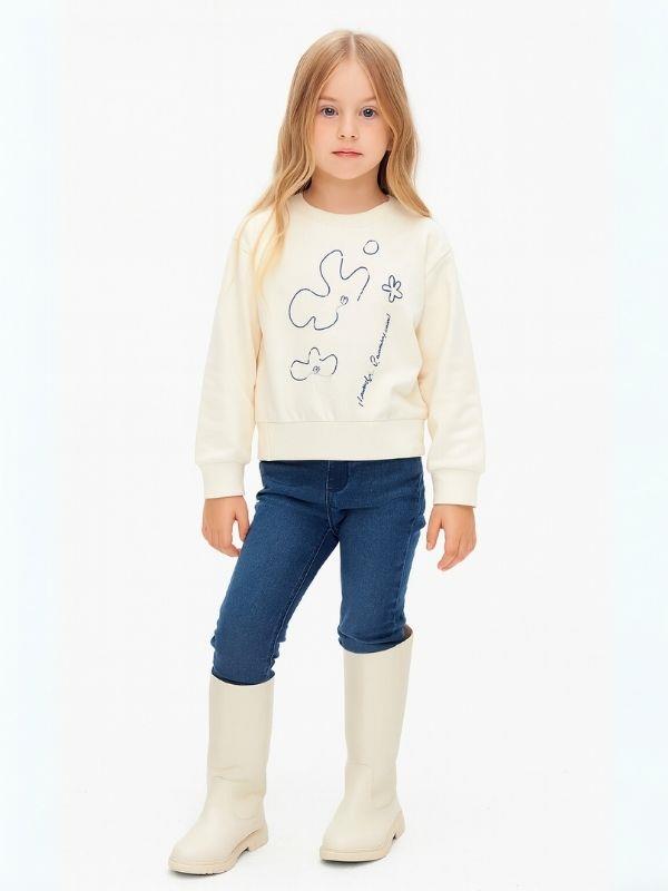 Kız Çocuk Çiçek Desenli Sweatshirt