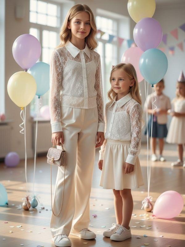 Kız Çocuk Dantel Poplin Tasarım Gömlek