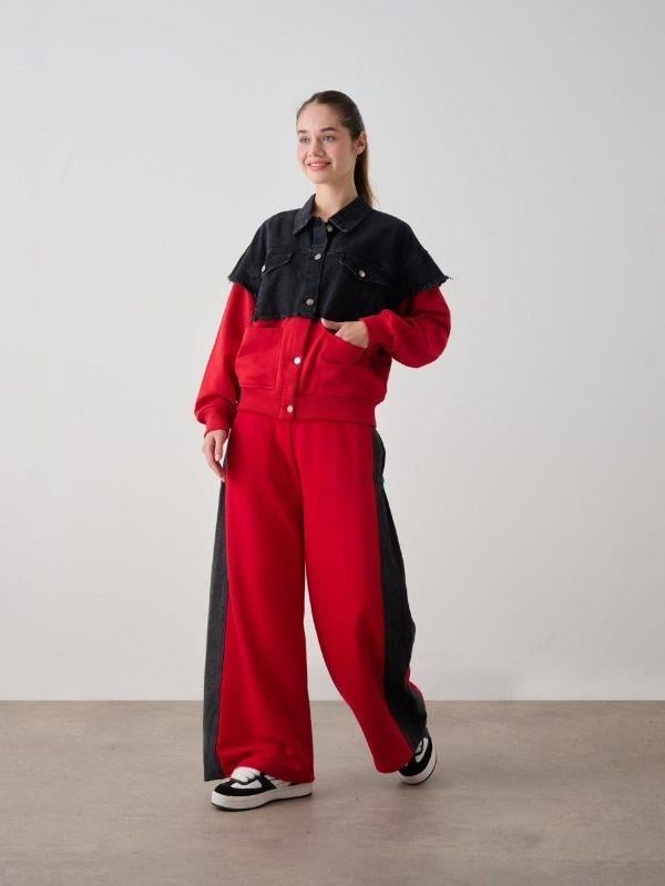 Kız Çocuk Denim Garnilli 3 İplik Ceket