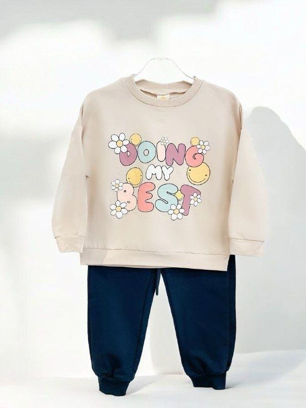 Kız Çocuk Doing My Best Baskılı Eşofman Takım