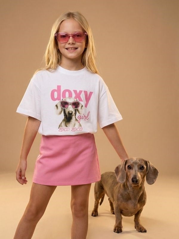 Kız Çocuk Doxy Girl Köpek Baskılı Tasarım T-shirt