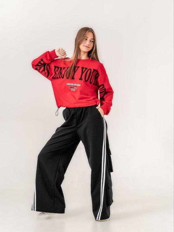 Kız Çocuk Enjoy Baskılı 2 İplik Sweatshirt