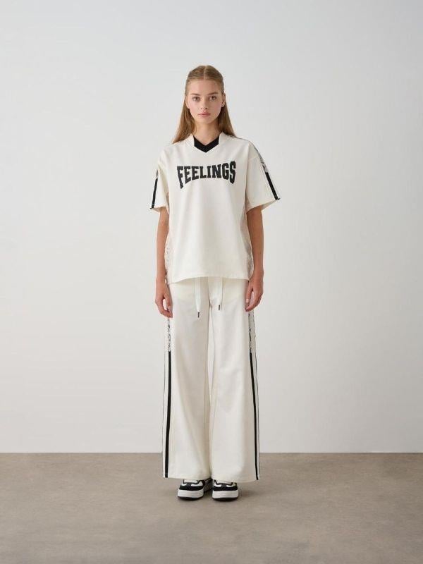 Kız Çocuk Feelings Baskılı Tshirt Pantolon Tasarım Takım