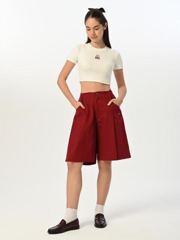 Kız Çocuk Fitilli Crop Kapri Şort T-shirt Tasarım Takım