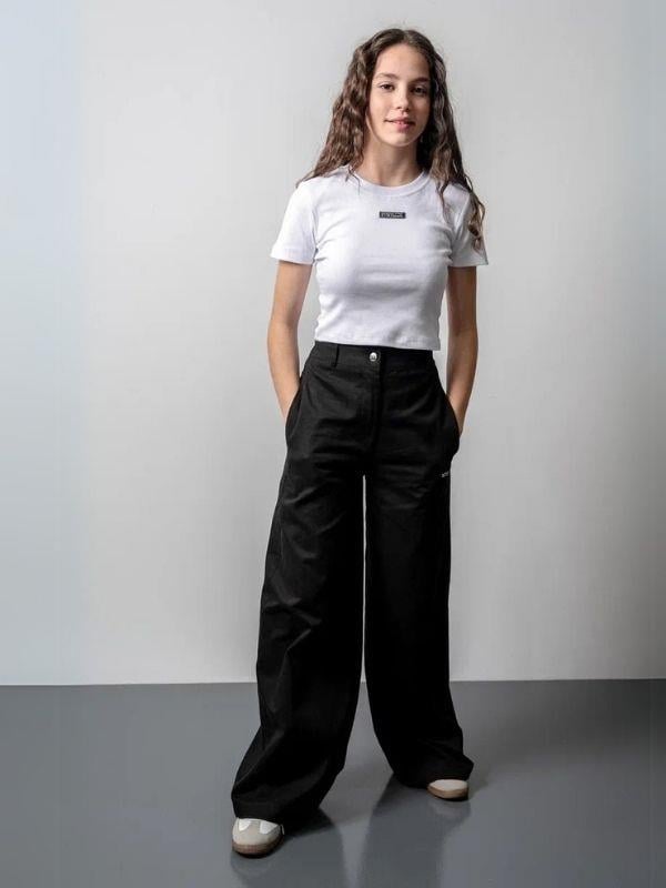 Kız Çocuk Fitilli Metal Yazılı Yarım Kollu Kaşkorse Crop