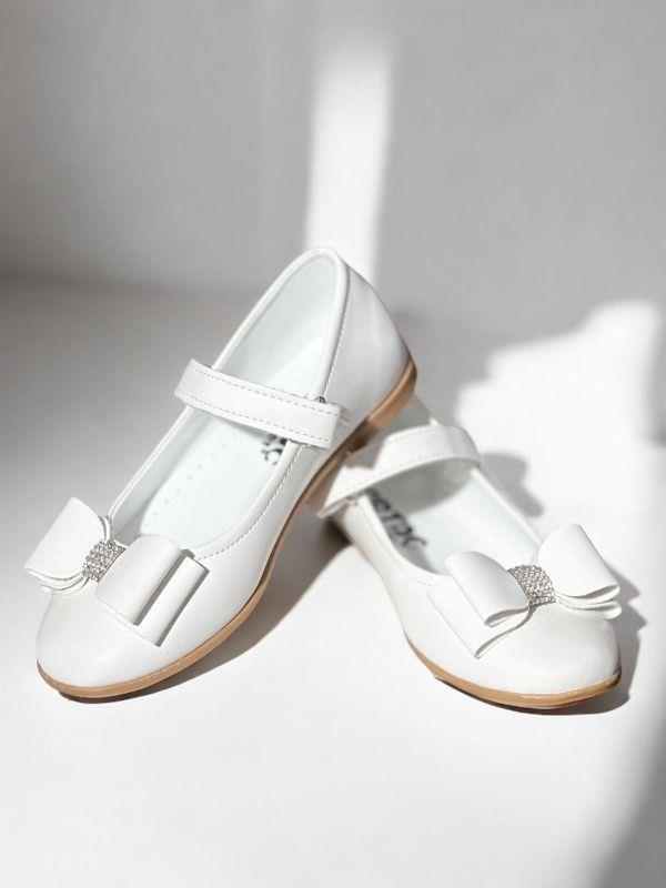 Kız Çocuk Fiyonk Detaylı Ortopedik Cırtlı Babet