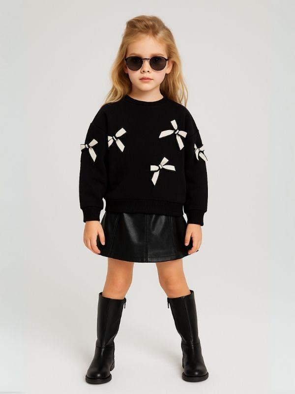 Kız Çocuk Fiyonk Detaylı Sweatshirt