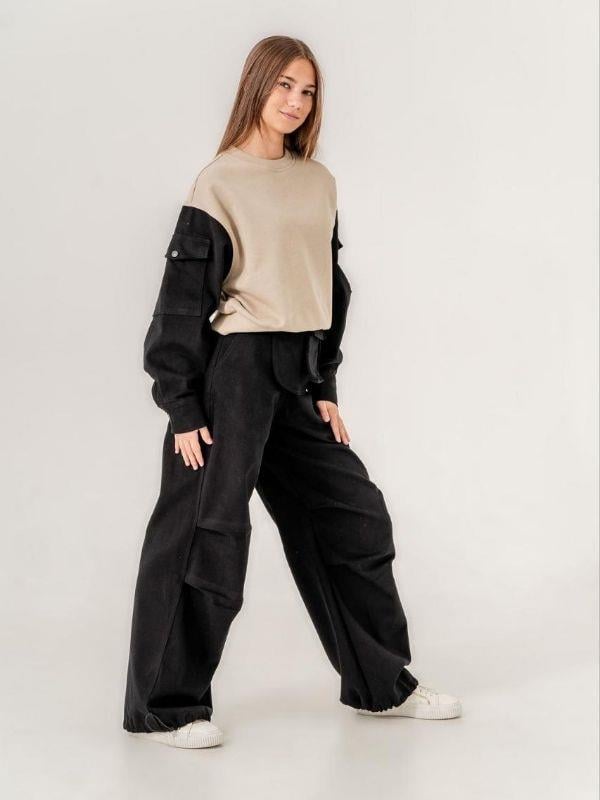 Kız Çocuk Gabardin Kol 2 İplik Sweatshirt