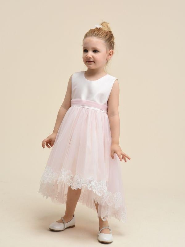 Kız Çocuk Güpür Detaylı Önü Kısa Arkası Uzun Tasarım Abiye