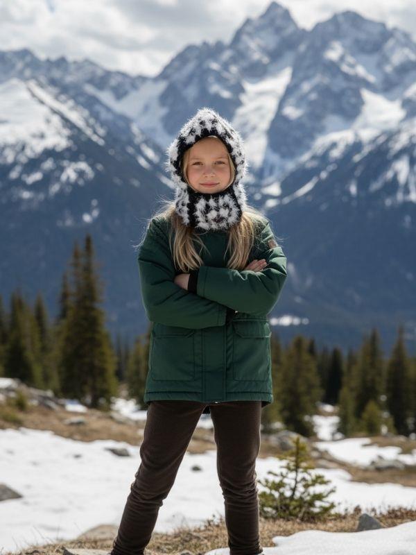 Kız Çocuk Handmade El Örgüsü Balaklava Şapka (25x30 cm)