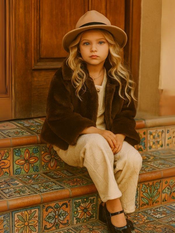 Kız Çocuk İçi Astarlı Şık Peluş Mont