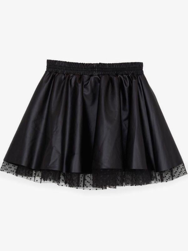 Kız Çocuk İçi Tüllü Bel lastikli Deri Etek