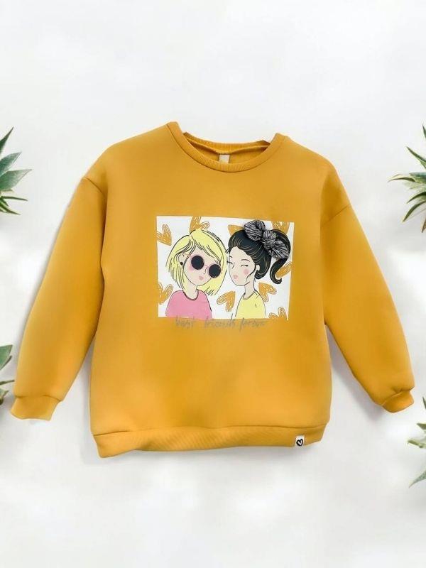 Kız Çocuk Kalın Kız Baskılı İçi Şardonlu Sweatshirt