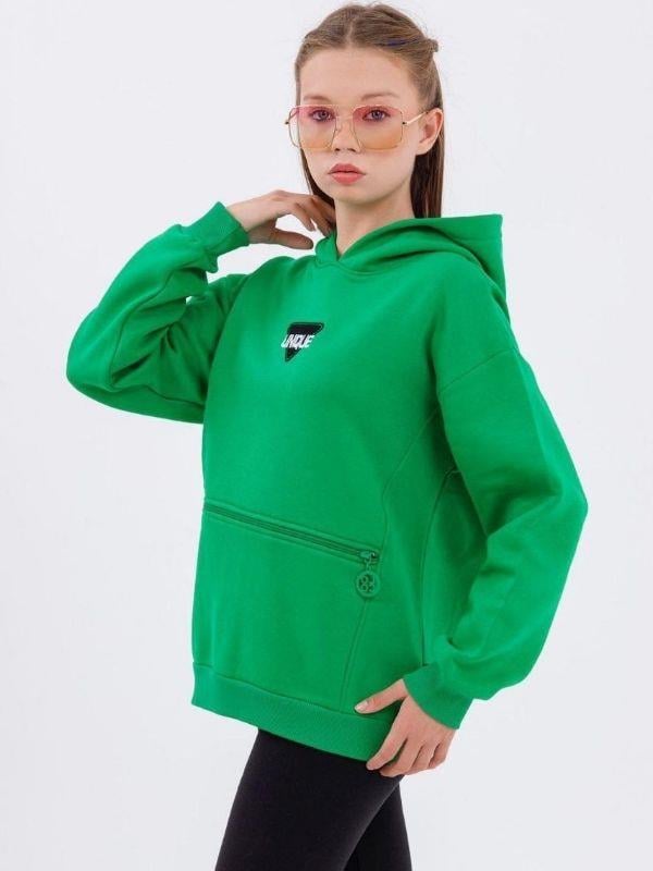 Kız Çocuk Kapüşonlu Unique Üçgen Kanguru Fermuarlı Kalın Sweatshirt